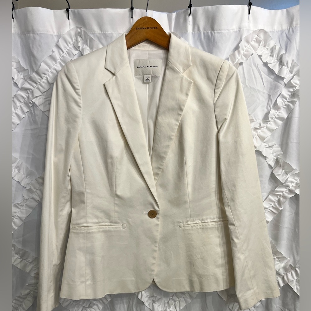 Banana Republic Lined Ivory Stretch Blazer